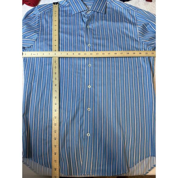 Bugatchi Uomo Men’s Long Sleeve Blue Button Down Shirt Flip Cuffs Small - Picture 6 of 6